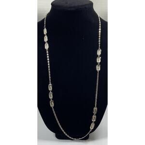 Vintage Direction One Necklace Silver Tone Chain & Textured Shiny Rectangle